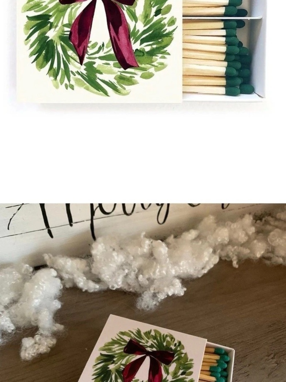 Abigail Jayne Design Wreath Holiday Matches Botanical Matchbox